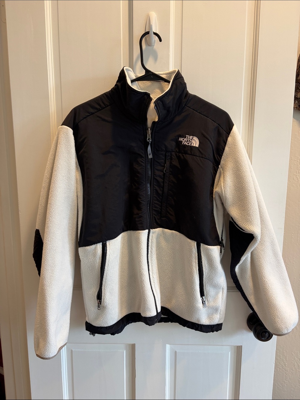 The North Face Black and Cream Fleece Zip Jacket